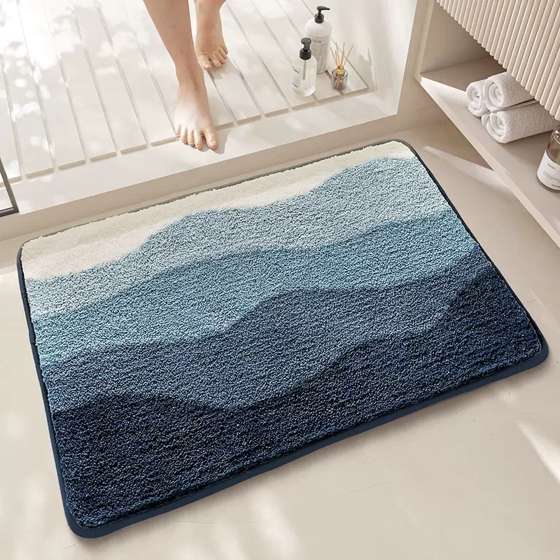 V888-ELOSUNG19383-202502261720-00 Blue Bath Mat - Super Absorbent, Non-Slip Bathroom Floor Mat - 50x80cm - Image 1