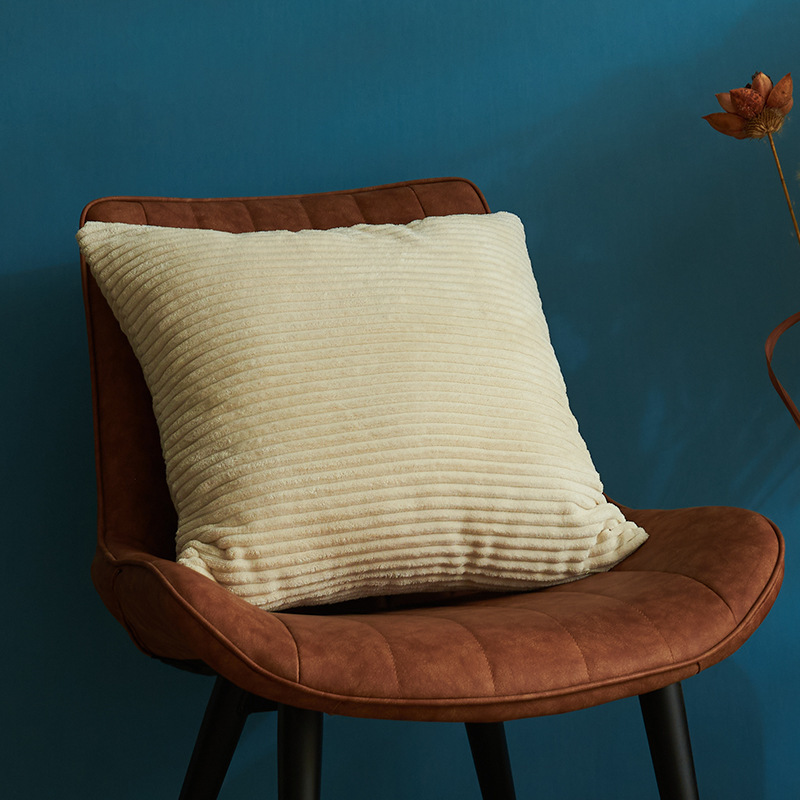 V888-ELOSUNG19406-202502281108-00 Milky White Set of 4 Corduroy Pillow Covers - Solid Color Minimalist Throw Cushion Covers - 45x45cm (Pillow Inserts are NOT Included) - Image 1