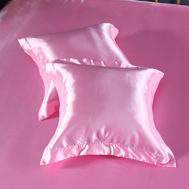 V888-ELOSUNG19431-202502281140-00 Pink 2 PCS Faux Silk Pillow Covers - Cooling Ice Silk Satin Cushion Covers - 45x45cm - Image 1