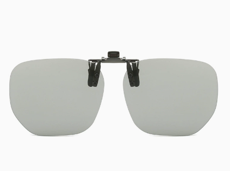 V888-ELOSUNG19698-202503121405-00 Grey to Dark Grey 2-Piece Flip-Up Sunglasses Clip-On Set for Glasses - UV-Protective Square Polarized Lenses for Driving - Image 1