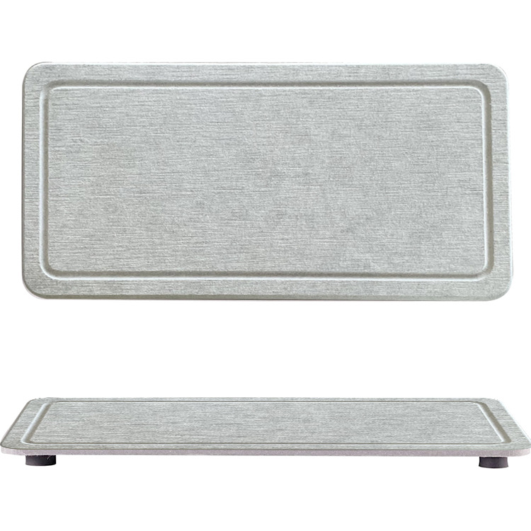 V888-ELOSUNG19712-202503121516-00 Engraved Inner Frame - Medium Grey 2-Piece Rectangular Diatomaceous Earth Coaster Set - Absorbent Grooved Mat for Sink and Bathroom - Image 1