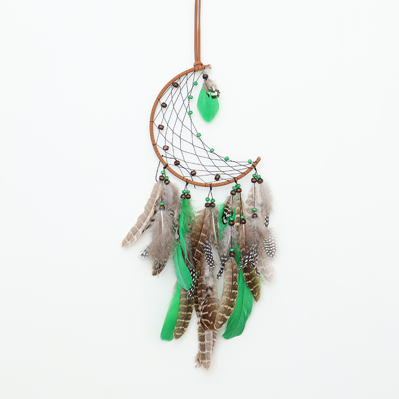 V888-ELOSUNG19923-202503211731-00 Crescent Boho Forest Dreamcatcher Wind Chime Pendant - INS Style Moonlit Serenity Decor - Image 1
