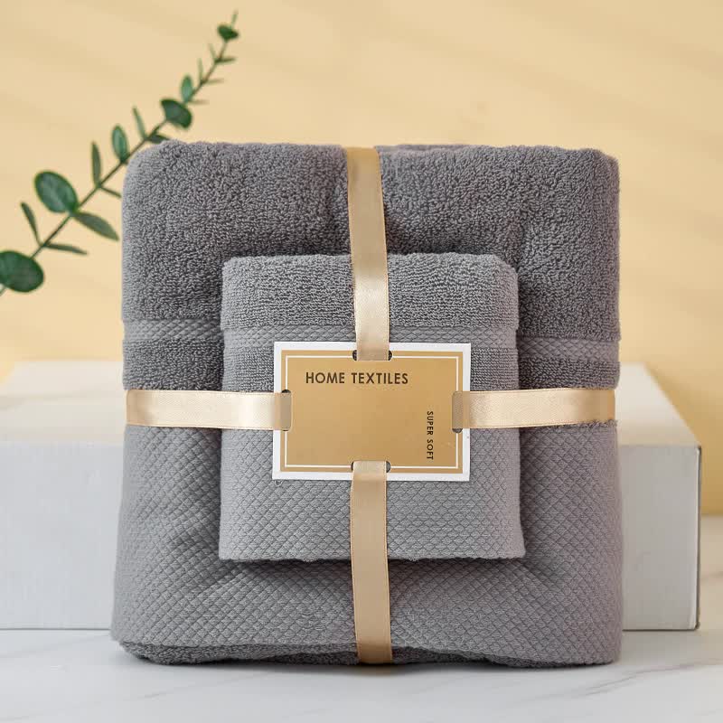 V888-ELOSUNG20008-223273-00 Grey Soft and Absorbent Towel Set -Wrap Towel and Bath Towel Set for Ultimate Comfort Bath towel 140*70cm, face towel 75*35cm - Image 1