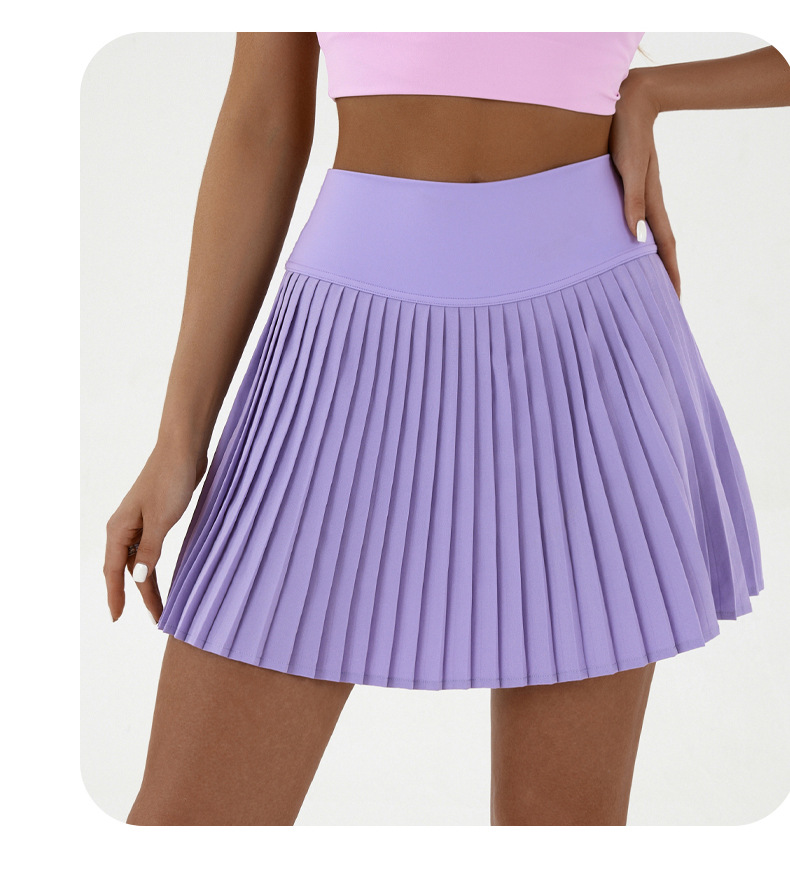 V888-ELOSUNG20047-224468-00 High waist purple pleated skirt | built-in shorts to prevent exposure - suitable for yoga, badminton and golf Size S - Image 1