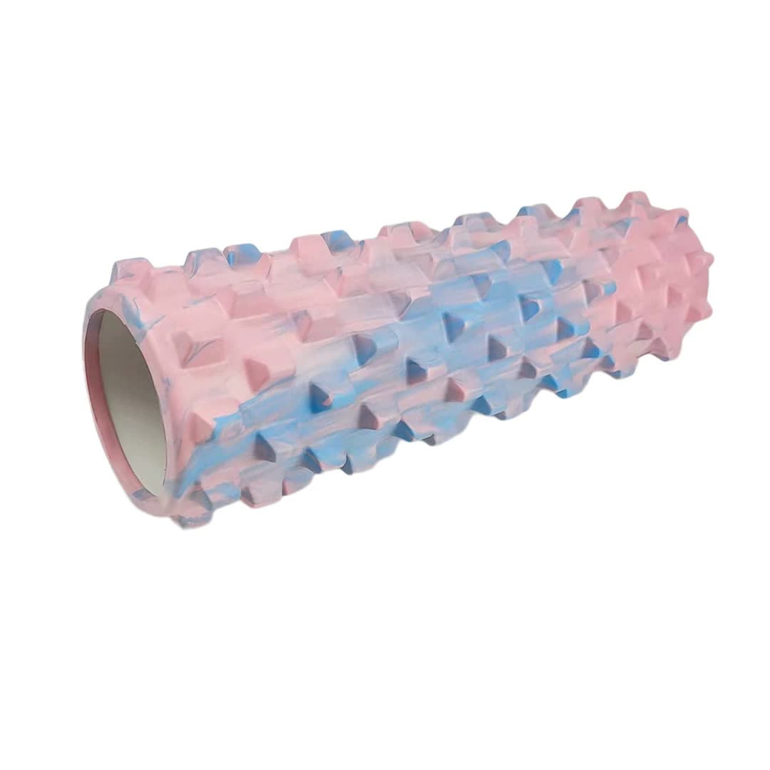 V888-ELOSUNG20282-225934-00 Colorful Hollow Yoga Foam Roller 45cm – Colorful Wolf Tooth Design Muscle Relaxation Massage Stick for Fitness and Sports - Image 1
