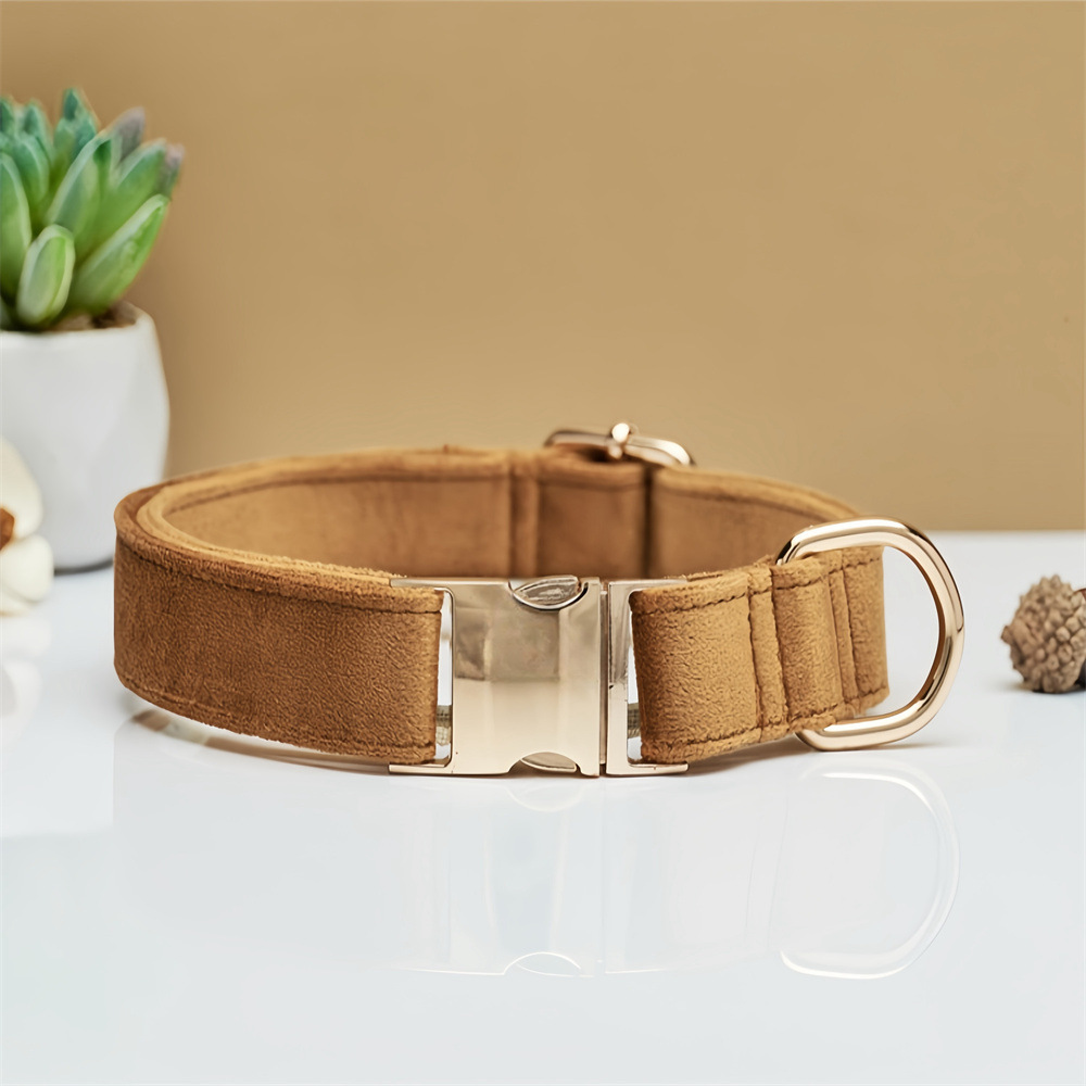 V888-ELOSUNG20396-227244-00 Light Brown Durable Dog Collar with Metal Buckle - Adjustable Nylon Pet Collar for Small to Large Dogs Size S - Image 1