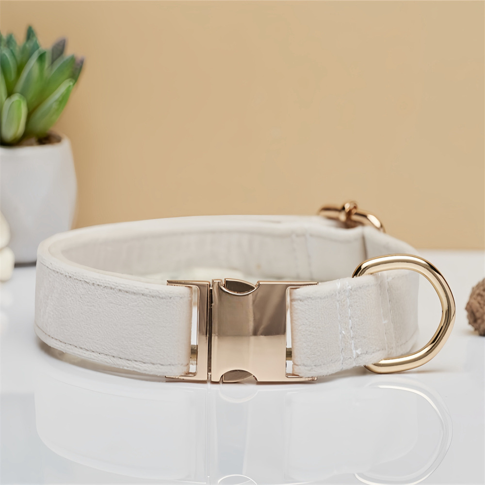 V888-ELOSUNG20403-227251-00 Beige Durable Dog Collar with Metal Buckle - Adjustable Nylon Pet Collar for Small to Large Dogs Size XS - Image 1