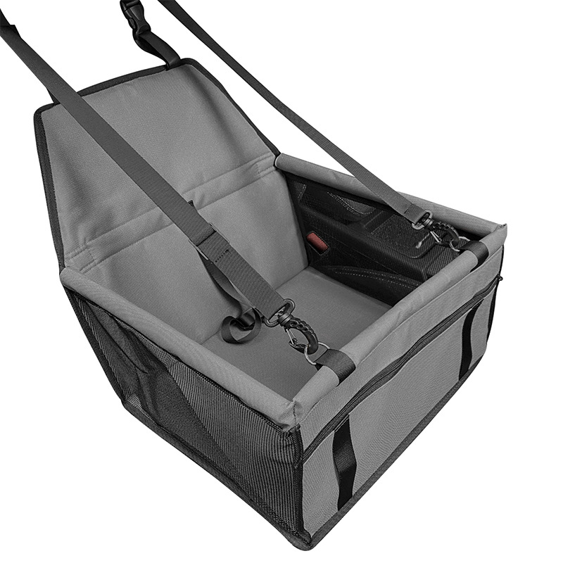 V888-ELOSUNG20438-227228-00 Dark Gray Portable Pet Car Seat for Dogs and Cats - Adjustable Car Seat Cover, Pet Travel Car Carrier with Safety Belt - Image 1