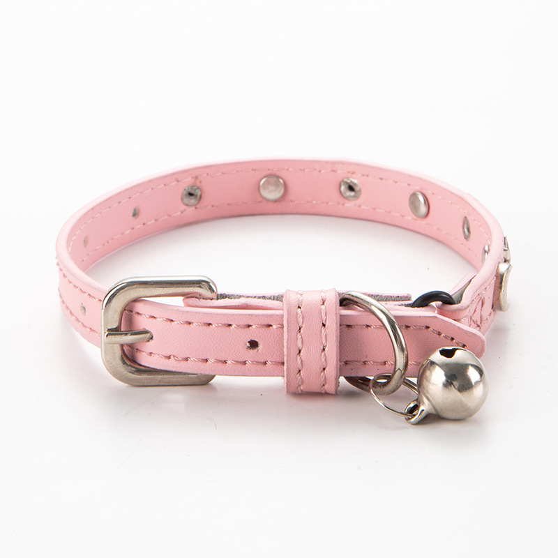 V888-ELOSUNG20451-202502241452-00 3 pcs Pink Stylish PU Leather Pet Collar - Anti-Loss, Puppy Bell, Star & Moon Design Width 1.2cm Total Length 35cm - Image 1