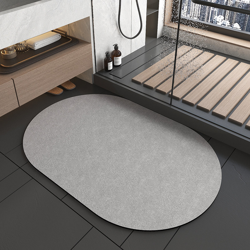 V888-ELOSUNG20644-202502261735-00 Oval dark grey Quick-Dry Absorbent Non-Slip Bath Rug for Bathroom, Kitchen & Entryway 60x90cm - Image 1