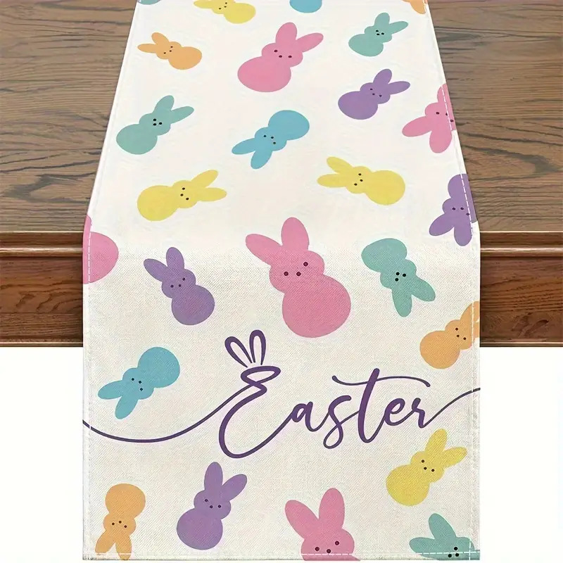 V888-ELOSUNG20813-202503051030-00 Easter Table Runner - Linen Bunny Decoration, 72-Inch Set of 2 (Style 6) - Image 1