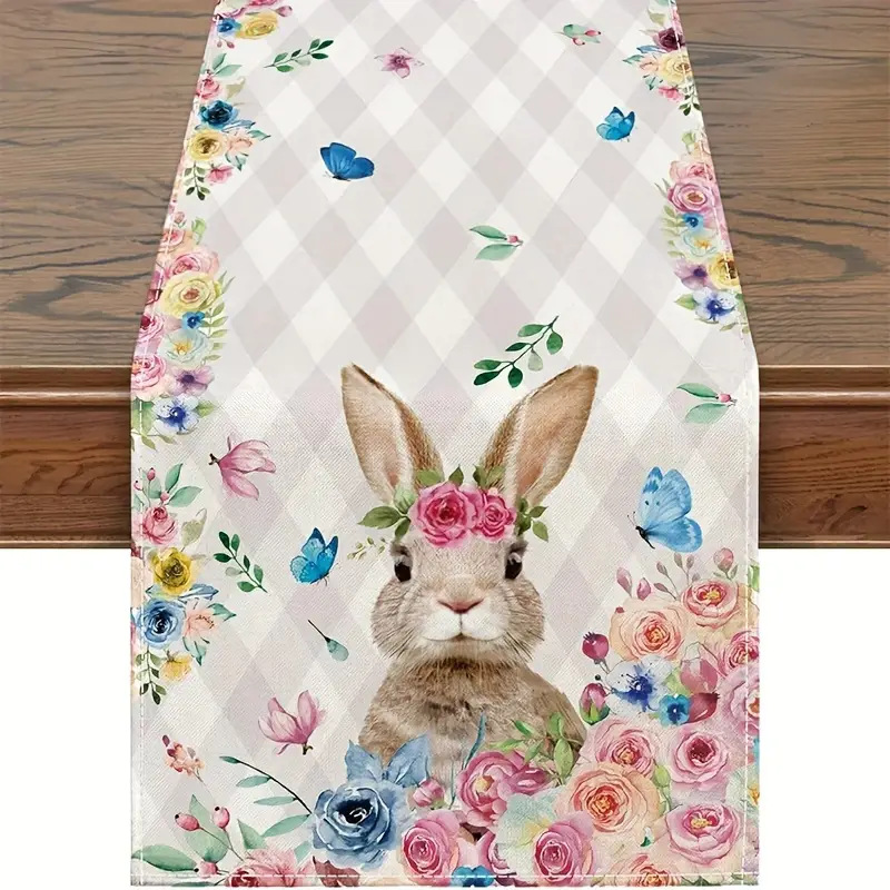 V888-ELOSUNG20815-202503051030-00 Easter Table Runner - Linen Bunny Decoration, 72-Inch Set of 2 (Style 8) - Image 1