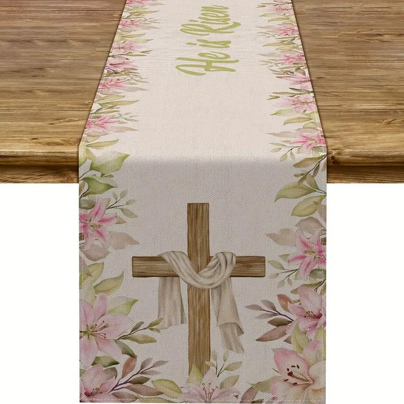 V888-ELOSUNG20820-202503051030-00 Easter Table Runner - Linen Bunny Decoration, 72-Inch Set of 2 (Style 13) - Image 1