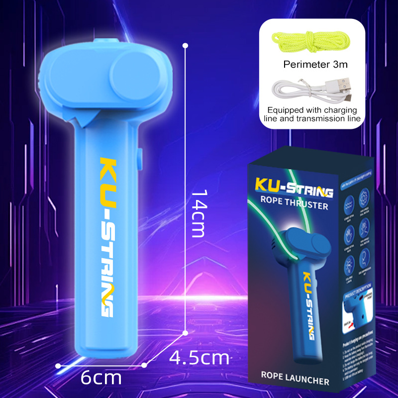 V888-ELOSUNG20846-202503071346-00 Blue 3-Meter Glow-in-the-Dark Rope Launcher Toy - Fun Stress Relief for All Ages - Image 1