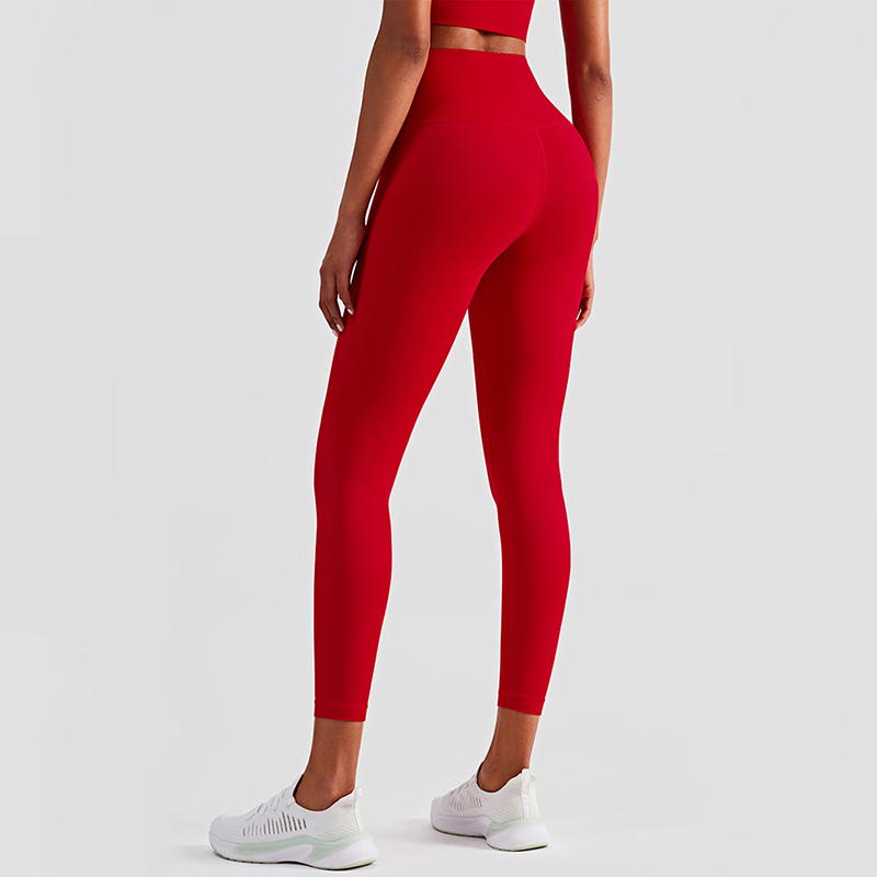 V888-ELOSUNG21008-224794-00 Size XL Red High-Waisted Seamless Yoga Pants for Women - Tummy Control, Butt Lifting & Back Waistband Pocket - Image 1