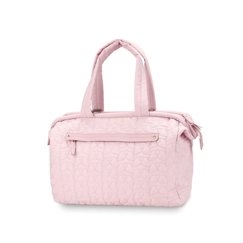 V888-ELOSUNG21168-202508141726-00 Pink Quilted Pattern Large Capacity Mummy Bag - Stylish Baby Diaper Bag for Moms, Baby Stroller Bag with Multiple Compartments - Image 1