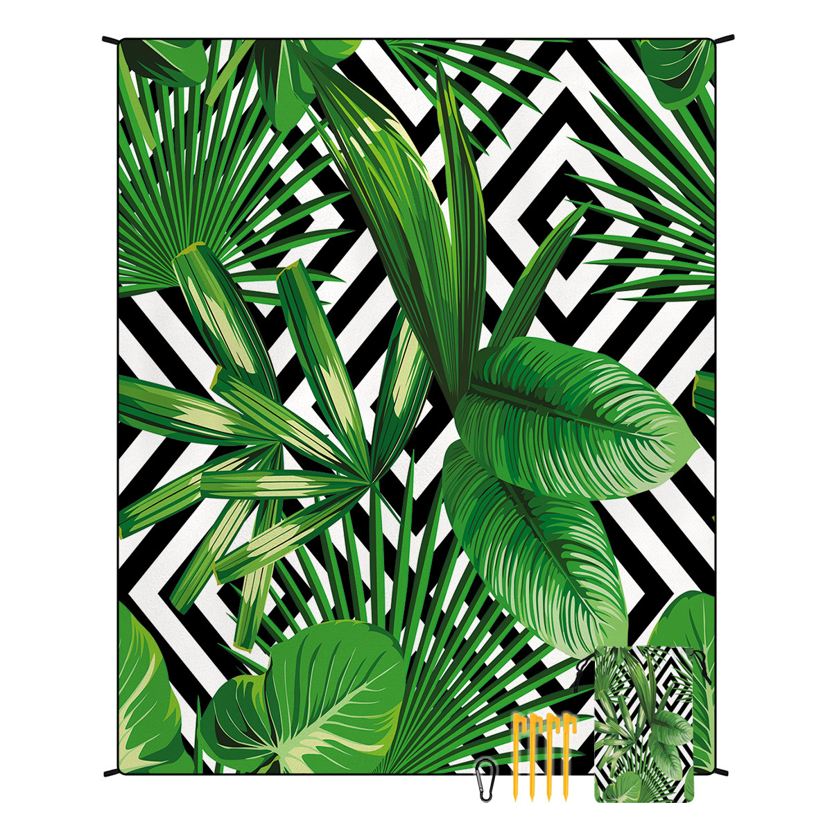 V888-ELOSUNG21224-202502241430-00 Style STD-001-15 Green Quick Dry Beach Mat Sand Proof Waterproof Outdoor Picnic Blanket - Compact & Lightweight - Image 1