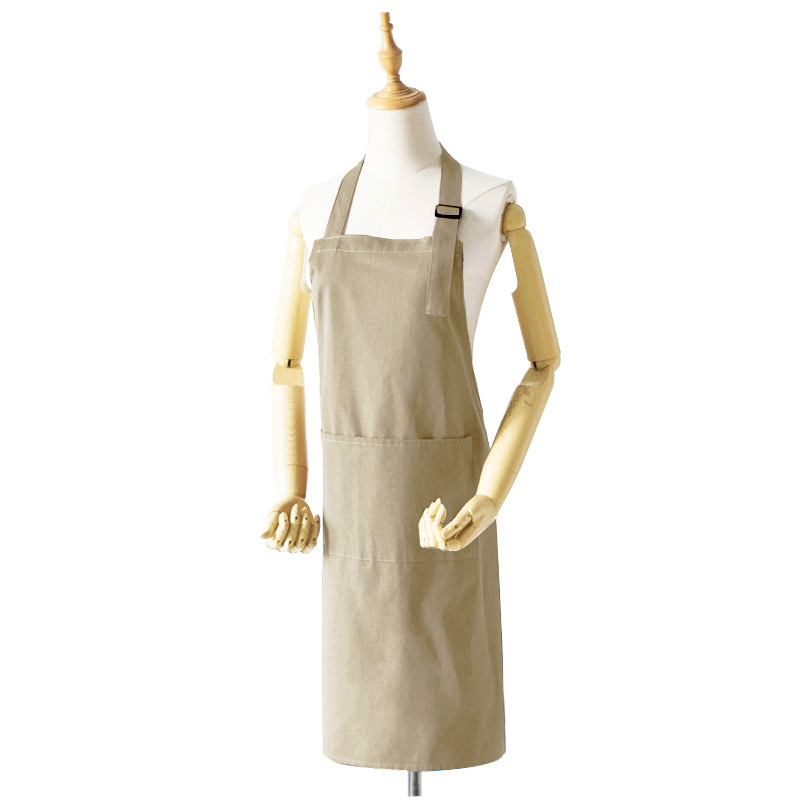 V888-ELOSUNG21368-202502261751-00 Khaki Waterproof & Oil-Proof Apron - Adjustable Kitchen Apron with Pockets - Image 1