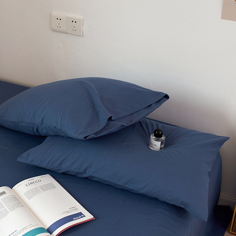 V888-ELOSUNG21528-202503031019-00 Dark Blue 100% Cotton Pillowcase Set - Envelope Closure(without pillow core) - Image 1