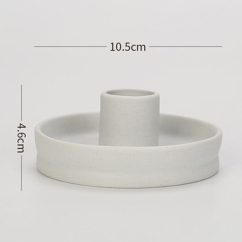 V888-ELOSUNG21566-202503051022-00 2 Pcs White Straight Bottom Nordic Ceramic Candle Holder with Jewelry Dish - Elegant Minimalist Home Decor Piece - Image 1