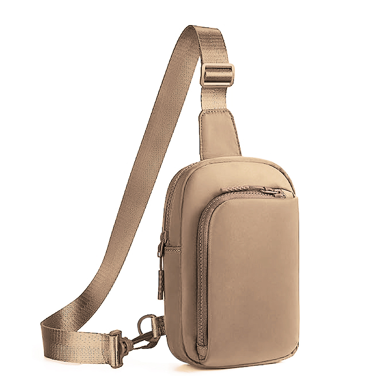 V888-ELOSUNG21708-202503111147-00 Light Brown Trendy Waterproof Sling Bag - Lightweight Crossbody Chest Pack, Adjustable Strap - Image 1