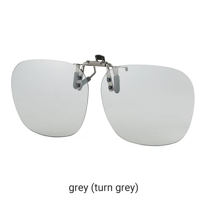 V888-ELOSUNG21789-202503111126-00 2 Pcs Grey Polarized Clip-On Sunglasses - Day & Night Use, Frameless Polygon Design for Fishing & Driving - Image 1