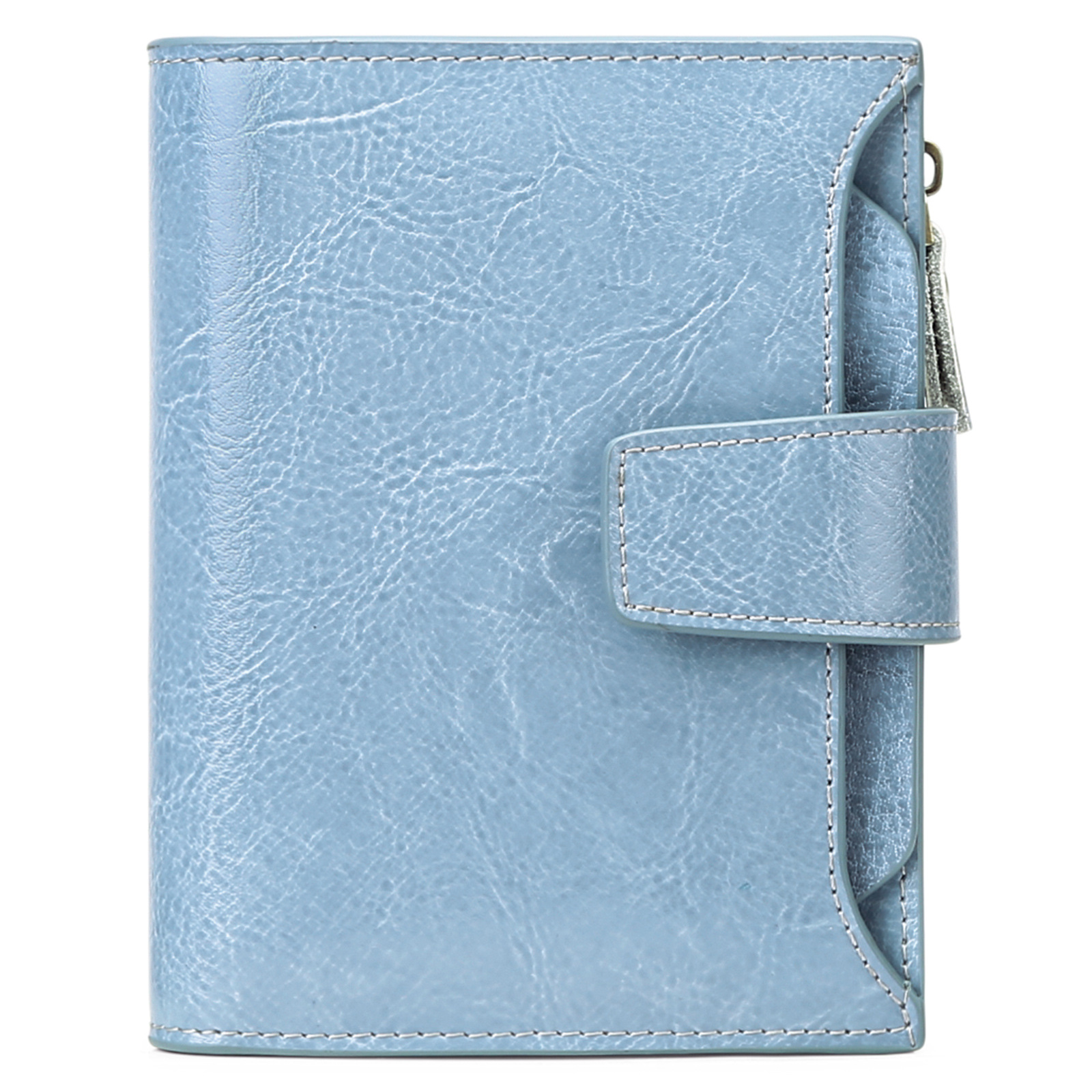 V888-ELOSUNG21961-202503181026-00 Light Blue Premium Genuine Leather RFID Blocking Women's Wallet - Lightweight, Multi-Functional, and Stylish - Image 1