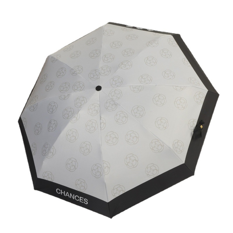 V888-ELOSUNG22286-202503211601-00 Camellia Mini 5-Fold Umbrella - Portable, Anti-UV, Black Glue Coating - Image 1