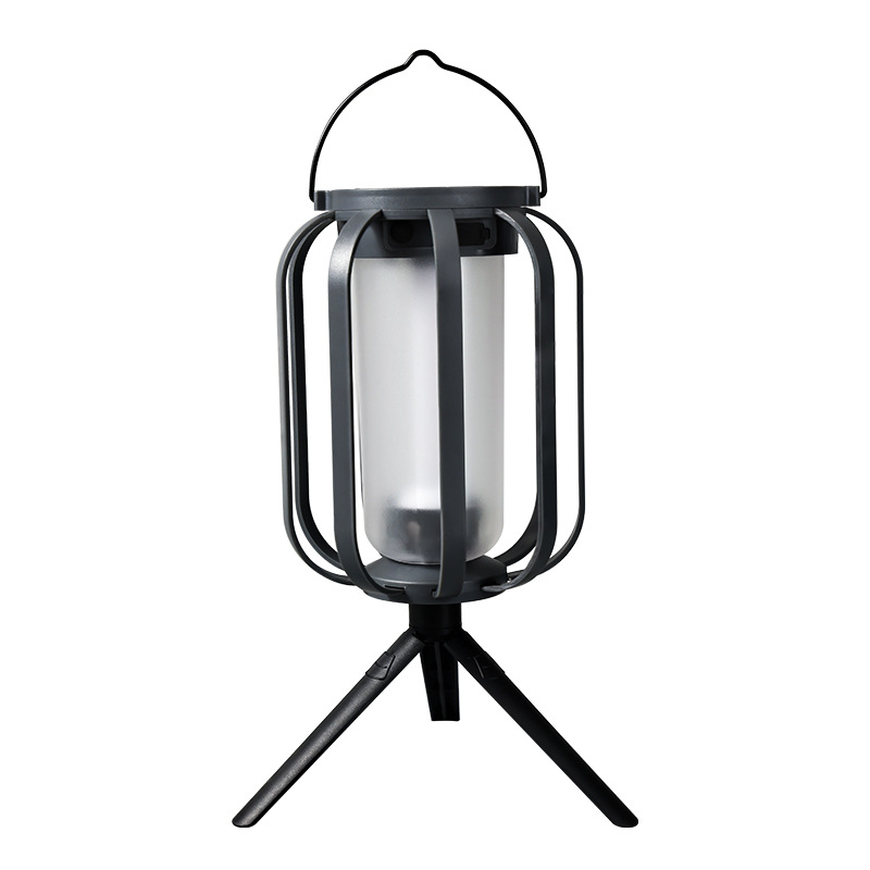 V888-ELOSUNG22537-202503272052-00 Solar Flame Camping Lantern - Outdoor Decorative Hanging Light with Tripod - Image 1