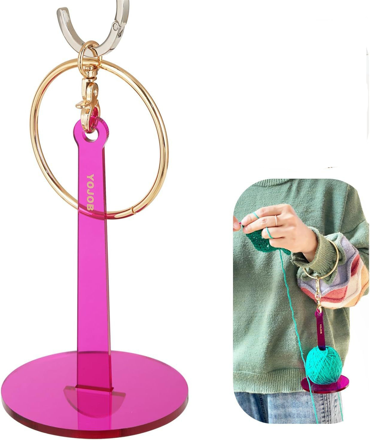 V888-ELOSUNG22543-202503272059-00 Blue 2-Piece Acrylic Portable Wrist Yarn Holder - Knitting & Crochet Stand - Image 1