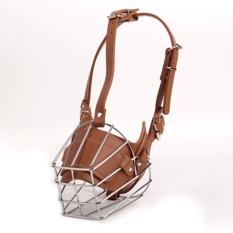 V888-ELOSUNG22764-202504011235-00 Brown Metal Basket Dog Muzzle - Anti-Bite & Anti-Barking - XL - Image 1