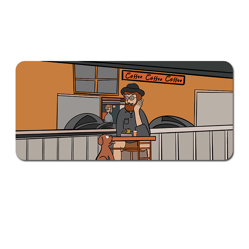 V888-ELOSUNG22927-202504141527-00 Extended Gaming Mousepad (80x30x0.4cm) - Big Beard Uncle Design, Stitched Edges - Style 3 - Image 1