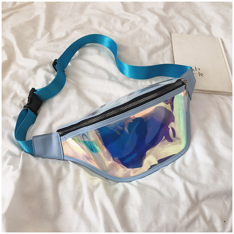 V888-ELOSUNG22938-202504141536-00 Blue Transparent Waist Bag - Shiny Laser Waist Bag Crossbody Bag - Image 1