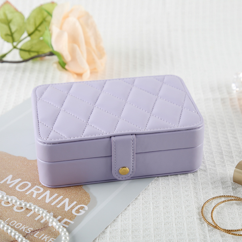 V888-ELOSUNG23010-202503211707-00 Purple Elegant Quilted PU Leather Jewelry Box - Portable Organizer for Travel & Home - Image 1