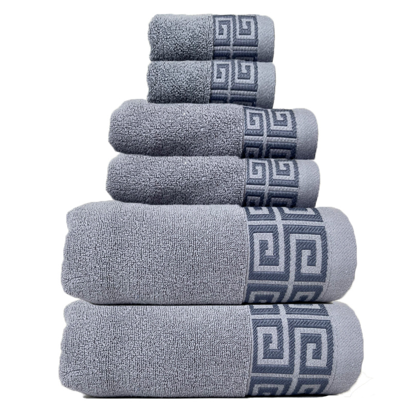 V888-ELOSUNG23036-202503211805-00 Grey Luxury Cotton Towel Set - 6-Piece Highly Absorbent Bath & Hand Towels - Image 1