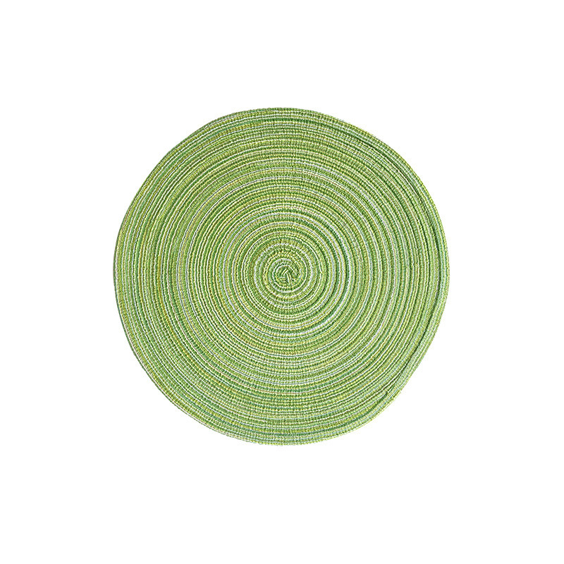 V888-ELOSUNG23197-202503251733-00 8 Pcs Green Woven Round Placemat - Non-Slip, Heat-Resistant Dining Table Mat, 36cm - Image 1