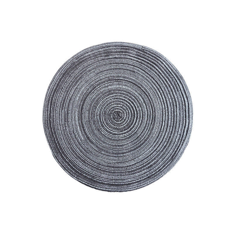 V888-ELOSUNG23198-202503251733-00 8 Pcs Dark Grey Woven Round Placemat - Non-Slip, Heat-Resistant Dining Table Mat, 36cm - Image 1