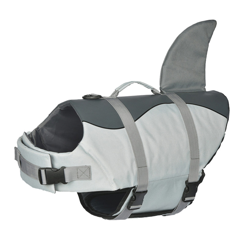 V888-ELOSUNG23298-202503251508-00 Size XS Grey Pet Life Jacket for Dogs - Summer Swimming Safety Vest with Shark Fin for Small to Large Breeds - Image 1