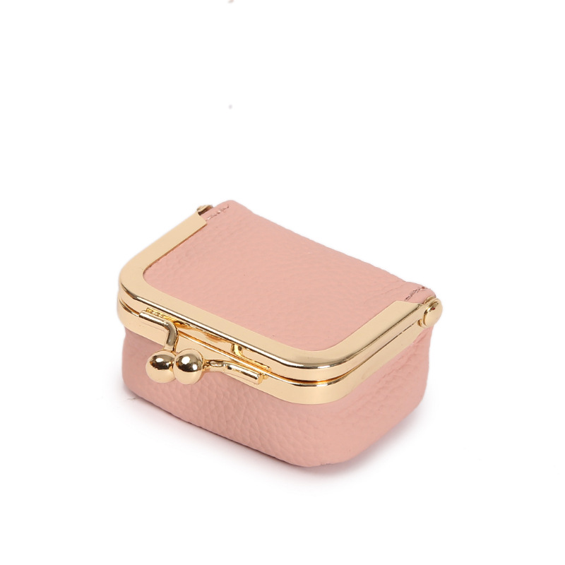 V888-ELOSUNG234459-202503282033-00 Pink Mini Jewelry Pouch - Compact PU Leather Coin Purse for Earrings, Rings, and Necklaces, 6.5x5x3.5cm - Image 1