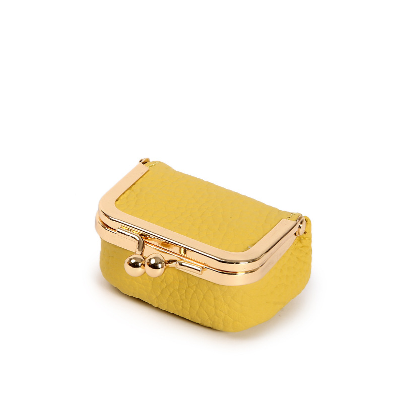 V888-ELOSUNG234461-202503282035-00 Yellow Mini Jewelry Pouch - Compact PU Leather Coin Purse for Earrings, Rings, and Necklaces, 6.5x5x3.5cm - Image 1