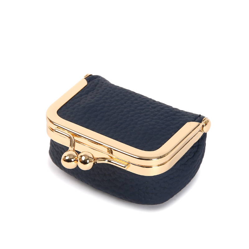 V888-ELOSUNG234462-202503282035-00 Navy Blue Mini Jewelry Pouch - Compact PU Leather Coin Purse for Earrings, Rings, and Necklaces, 6.5x5x3.5cm - Image 1