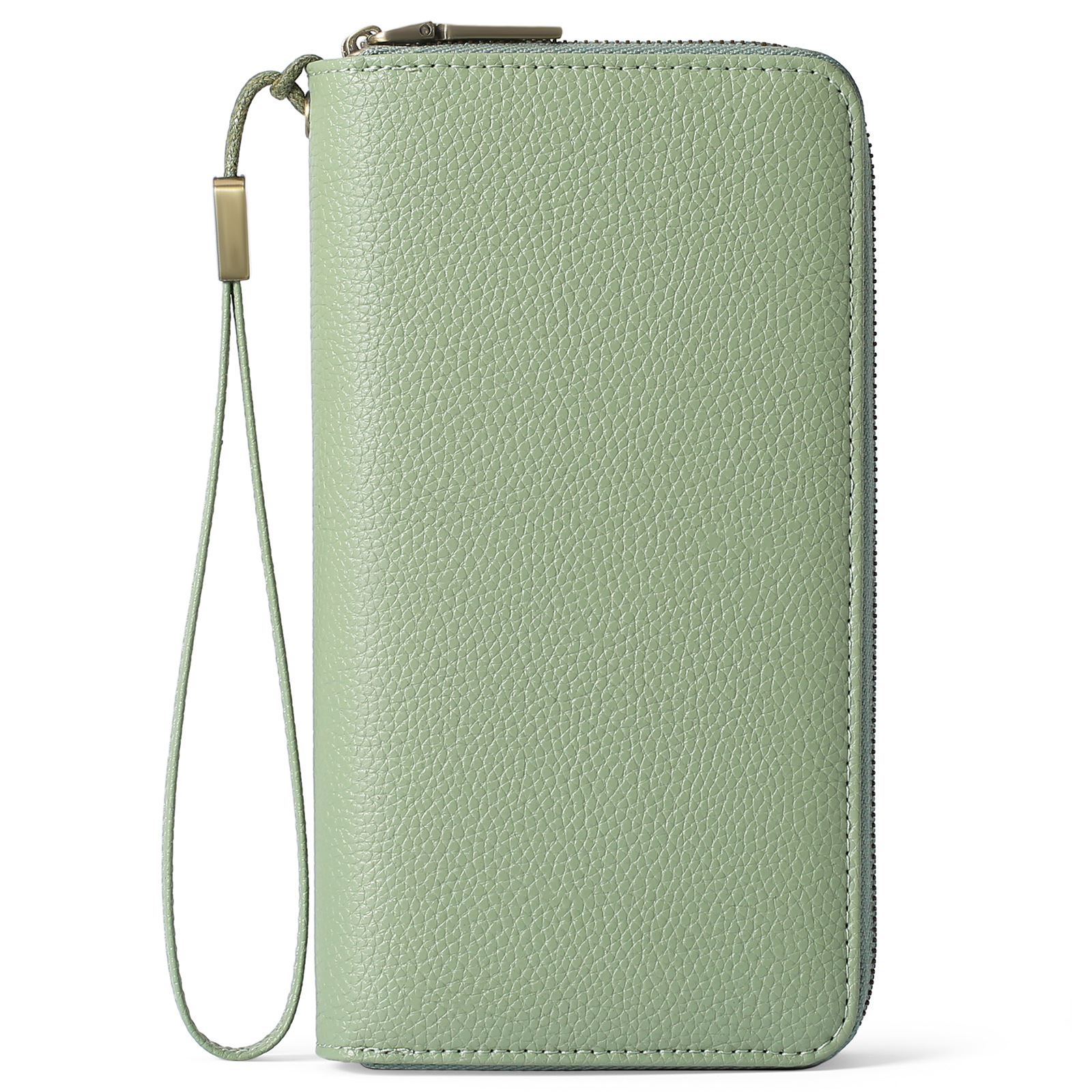 V888-ELOSUNG23503-202504011325-00 Mint Green Double Zipper Women's Wallet - Large Capacity Clutch Organizer with Wristlet Strap - Image 1