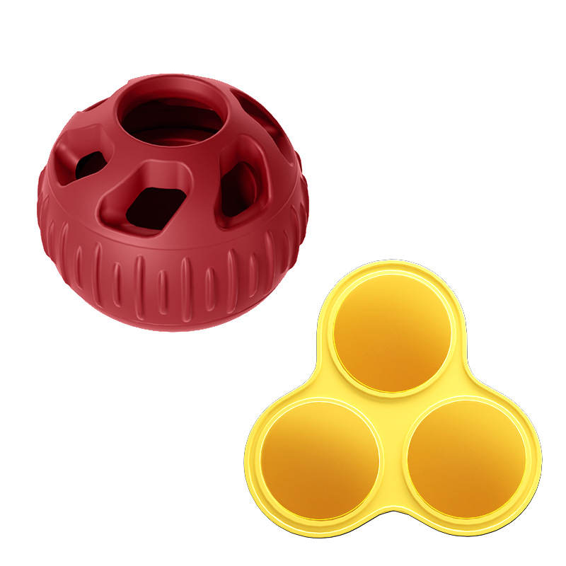 V888-ELOSUNG23555-202504031715-00 Red Ball and Yellow Mold Pet Treat Dispensing Ball and Molding Set - Silicone Dog Chew Toy for Teeth Cleaning and Boredom Relief - Image 1