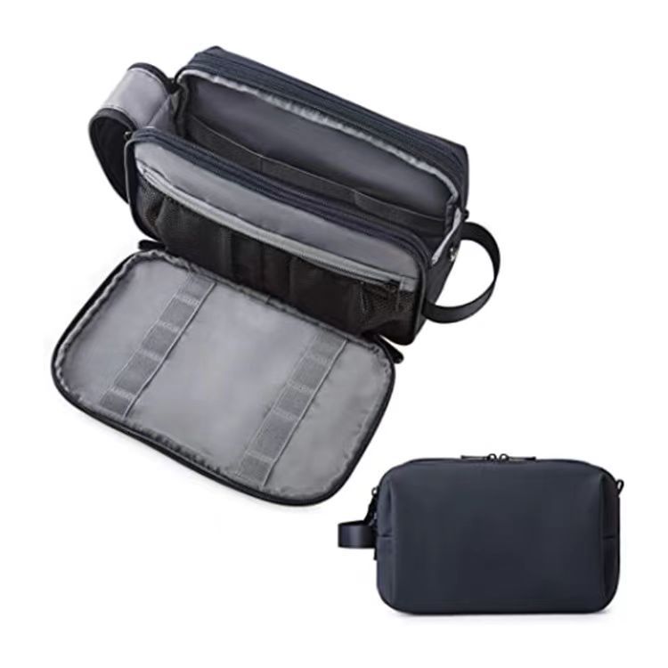 V888-ELOSUNG23625-202504141631-00 Dark Blue Stylish Waterproof Travel Toiletry Bag Organizer - Large Capacity Shaving Kit & Makeup Case(Makeup is a prop for shooting and is not included) - Image 1