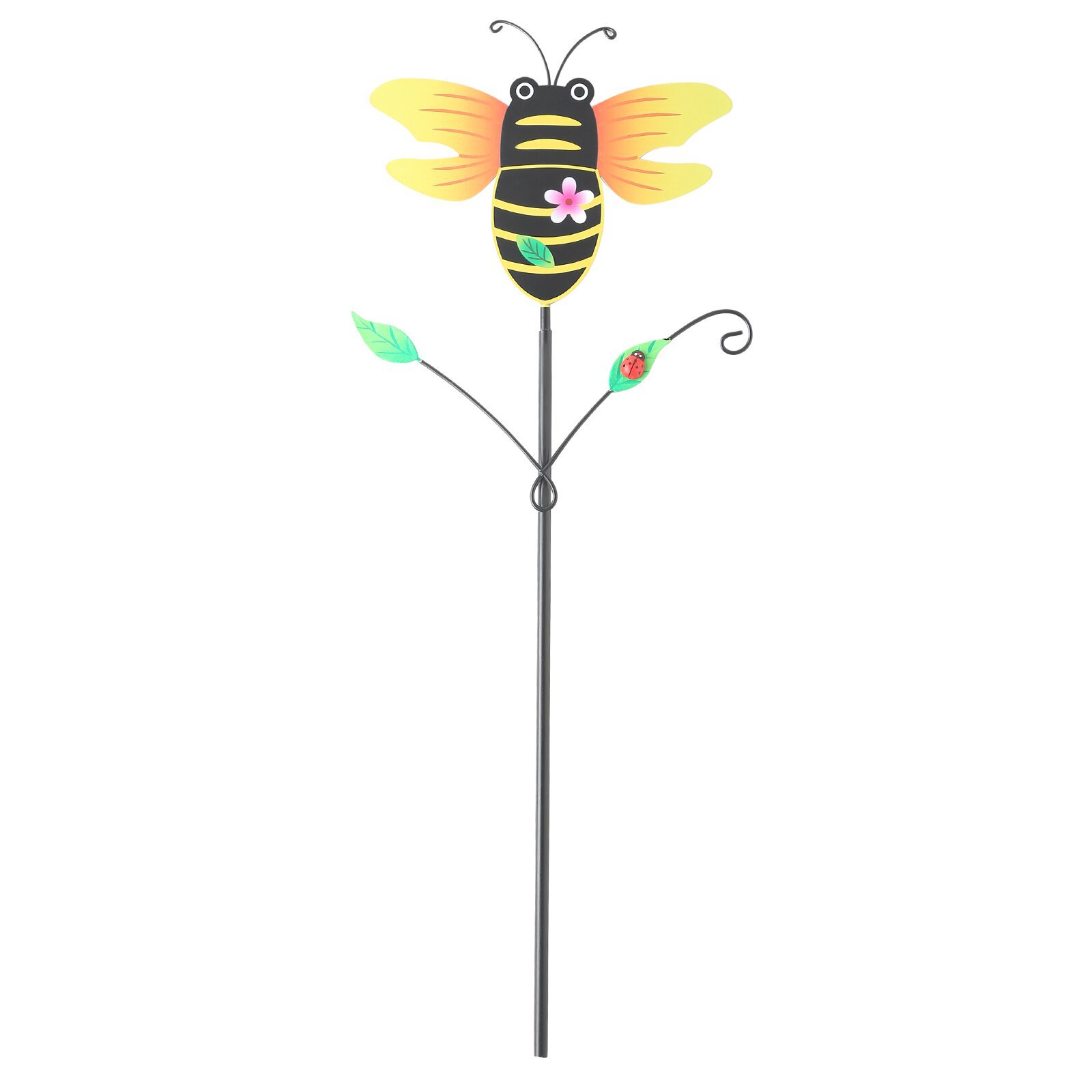 V888-ELOSUNG23797-202504141706-00 Yellow And Black Bee Pattern Charming Metal Garden Stakes | Welcome Yard & Lawn Decor - Image 1