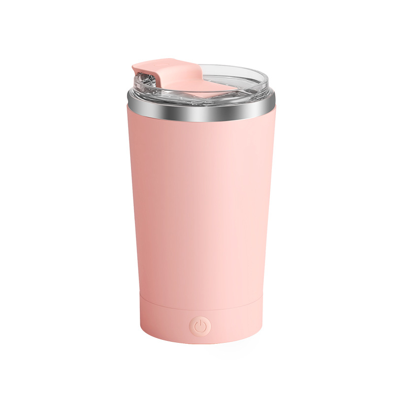 V888-ELOSUNG23987-202504171620-00 Pink 316 Stainless Steel Rechargeable Electric Self-Stirring Mug - 420ml Automatic Mixing Cup with Magnetic Rotor - Image 1