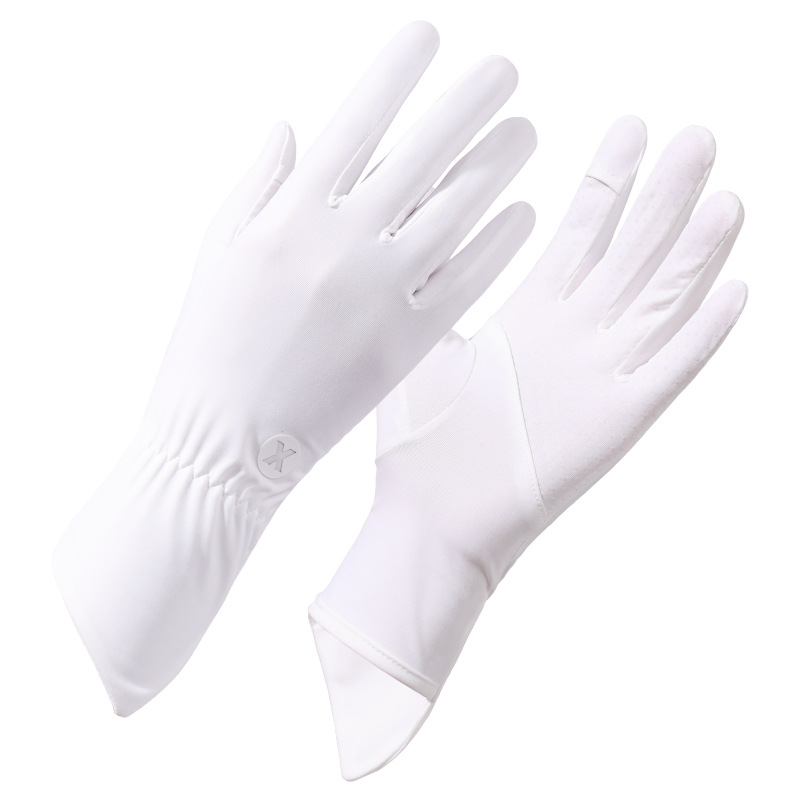 V888-ELOSUNG24228-202503271826-00 White Women's UV-Protective Ice Silk Gloves - Breathable Non-Slip Fingerless Summer Sports Gloves - Image 1