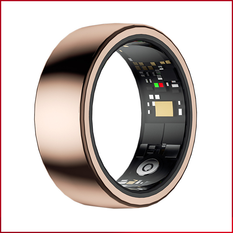 V888-ELOSUNG24324-202503282130-00 Rose Gold Round 0.71inch Smart Ring with Heart Rate and Sleep Tracking - IP68 Waterproof Fitness Tracker with Step Counter - Image 1