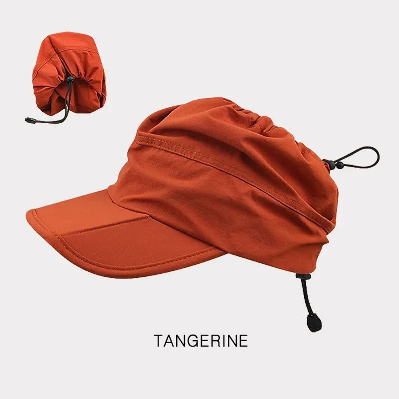V888-ELOSUNG24339-202504011259-00 Orange Summer Outdoor Quick Dry Sun Hat - Foldable Visor Cap - UV Protection - 55-58cm - Image 1