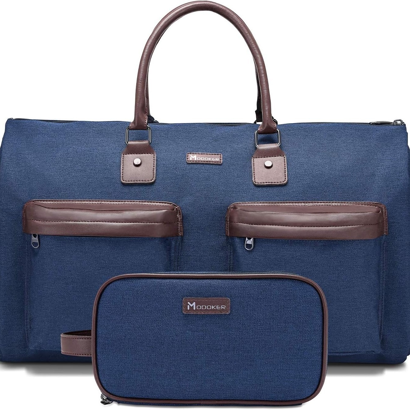 V888-ELOSUNG24340-202504011305-00 Dark Blue 45L Garment Duffel Bag - Men's Travel Suit Bag - Carry On Weekender - Image 1